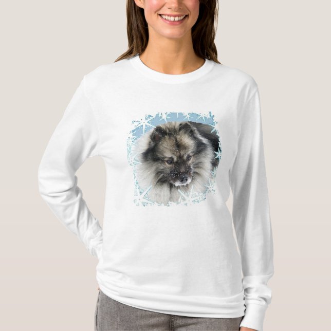 Neve na camisa do Keeshond T da cara (Frente)