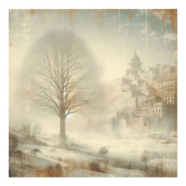 Neve Na Paisagem De Inverno Foto Antiga Design Grá