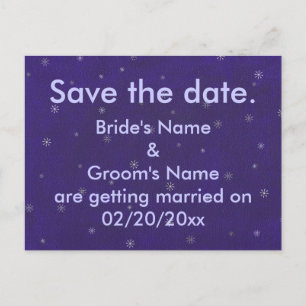 Neve no azul, cartões postais de Save the date