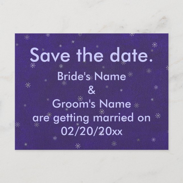 Neve no azul, cartões postais de Save the date (Frente)