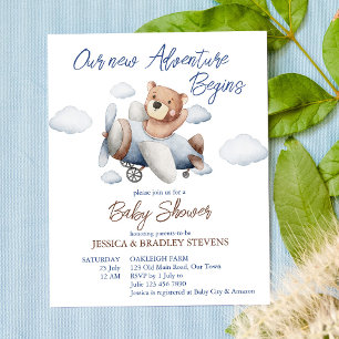 New adventure tiny pilot baby shower budget invite