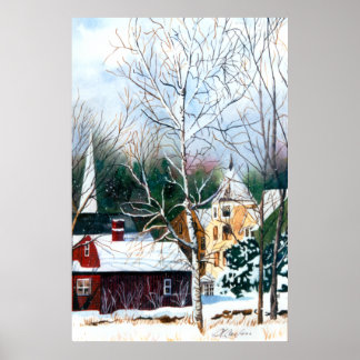 New England Winter Church Poster