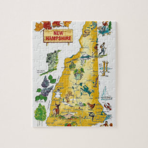 New Hampshire Postcard Map Jigsera Quebra-cabeça