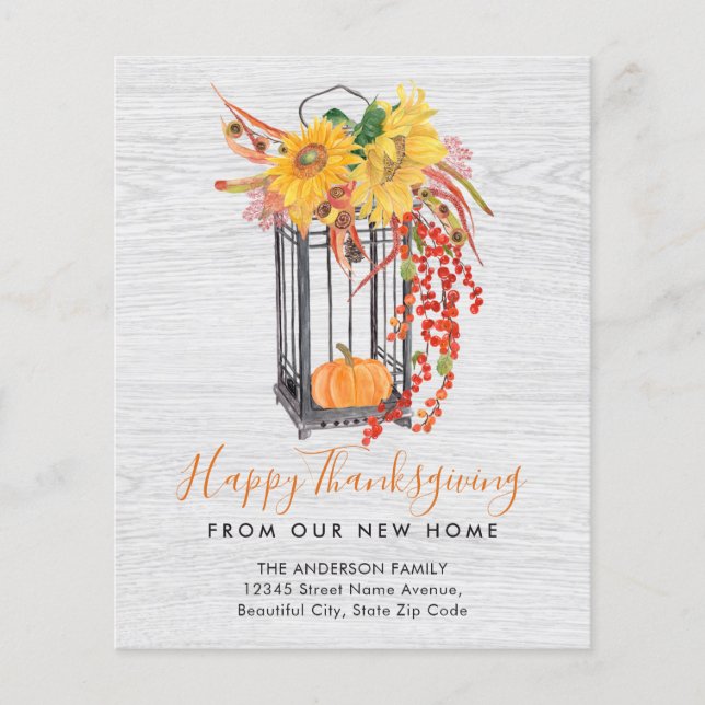 New Home Thanksgiving Pumpkin Moving Announcement (Frente)