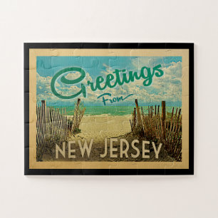 New Jersey Shore Jigsee Quebra-cabeça Beach Vintag