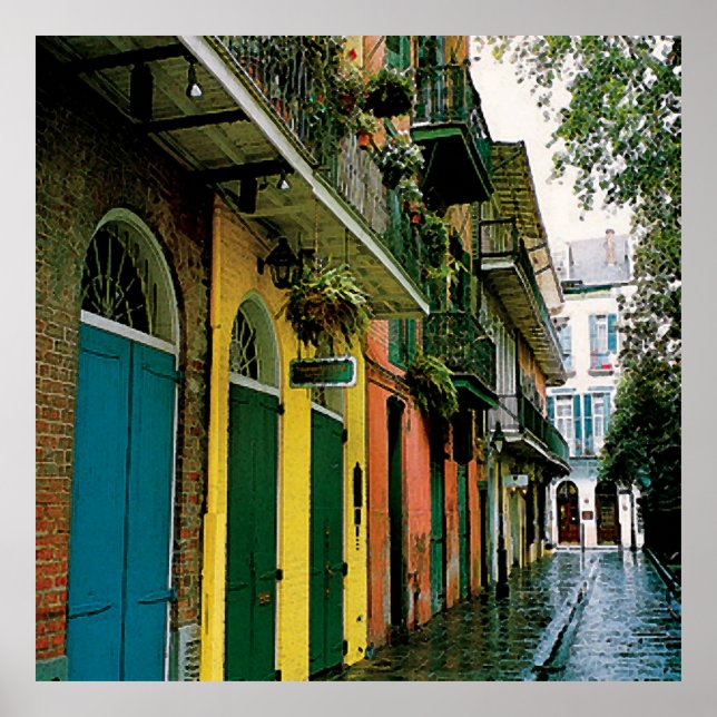 New Orleans French Quarter Scene Poster (Frente)