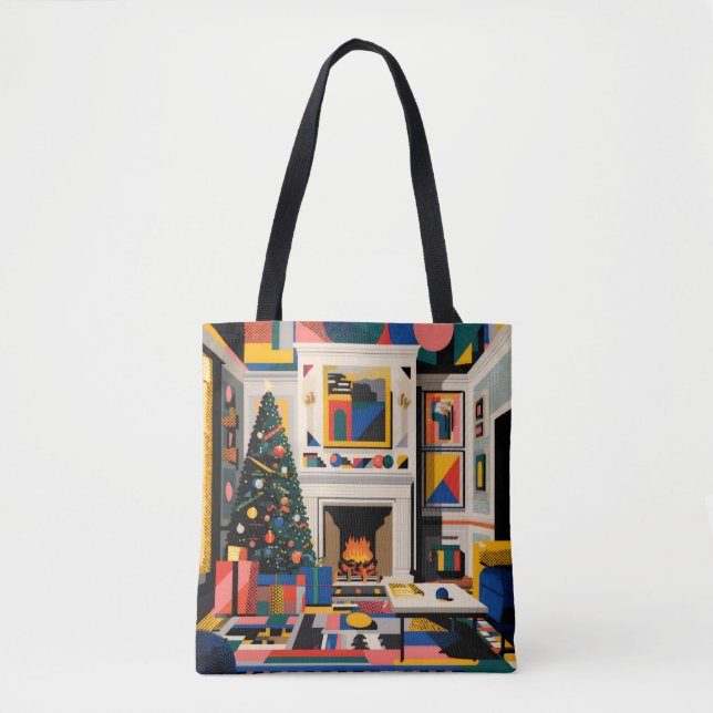 New Wave 1980s Pop Art Christmas Tote (Frente)
