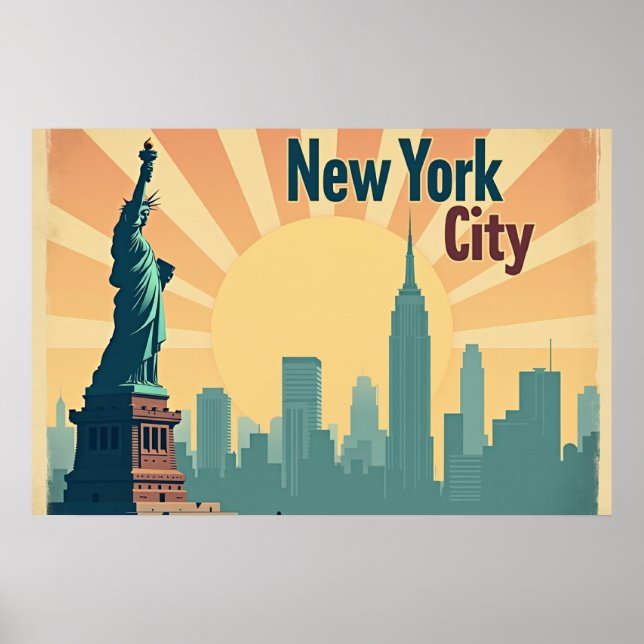 New York City –  30"x20" Art Deco Skyline Poster (Frente)