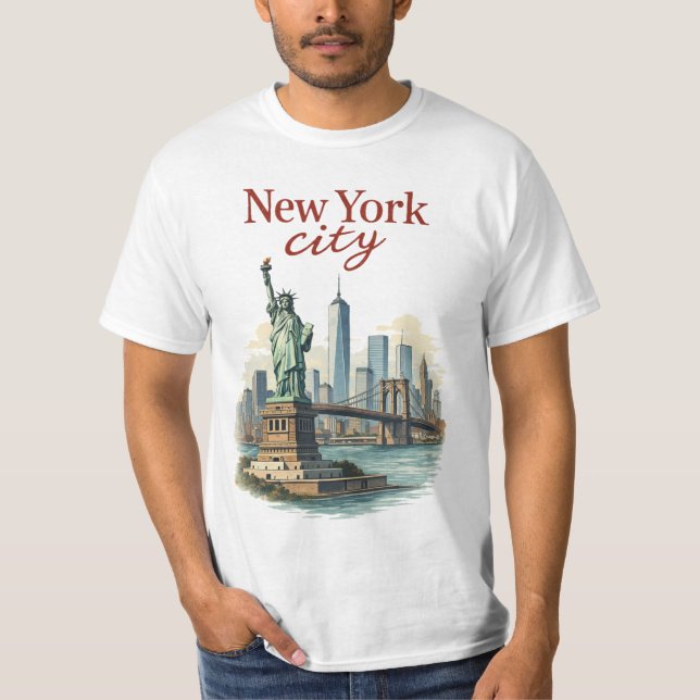 New York City – Iconic Statue & Skyline T-Shirt (Frente)