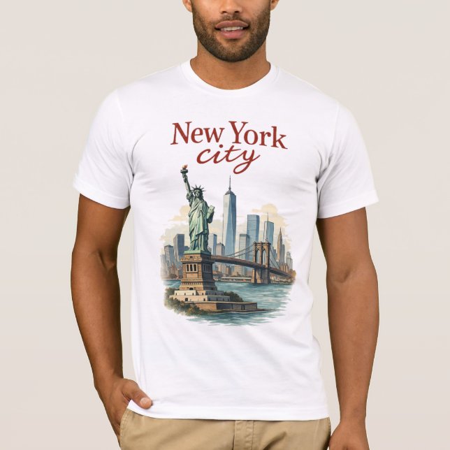 New York City – Iconic Statue & Skyline T-Shirt (Frente)