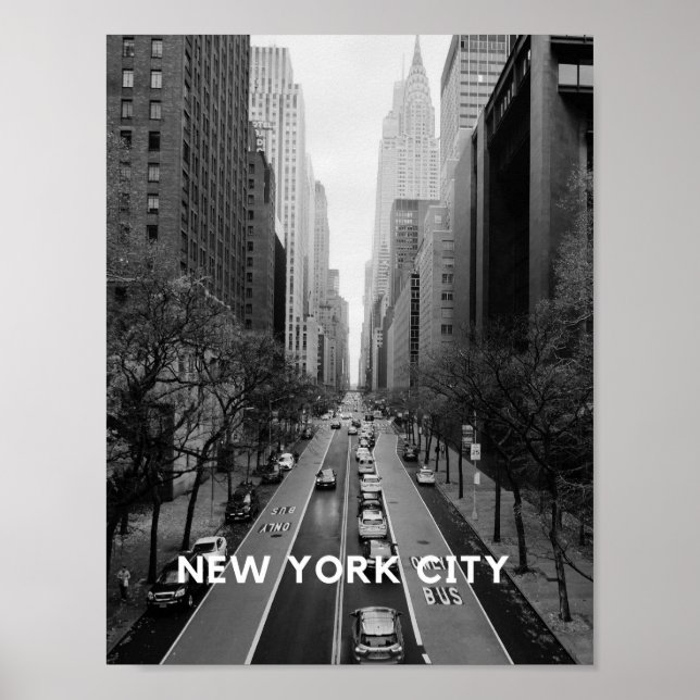 New York City Poster Wallart black-white Streetart (Frente)