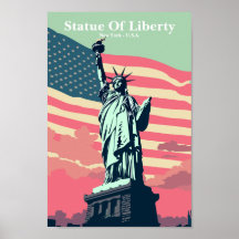 New York statue of liberty u.s.a. vintage poster