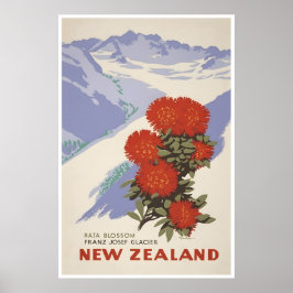 New Zealand Print Travel Poster Franz Josef