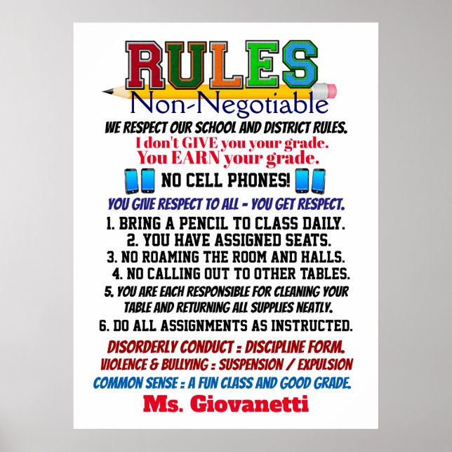 Newest  Version School Teacher's Poster (Frente)