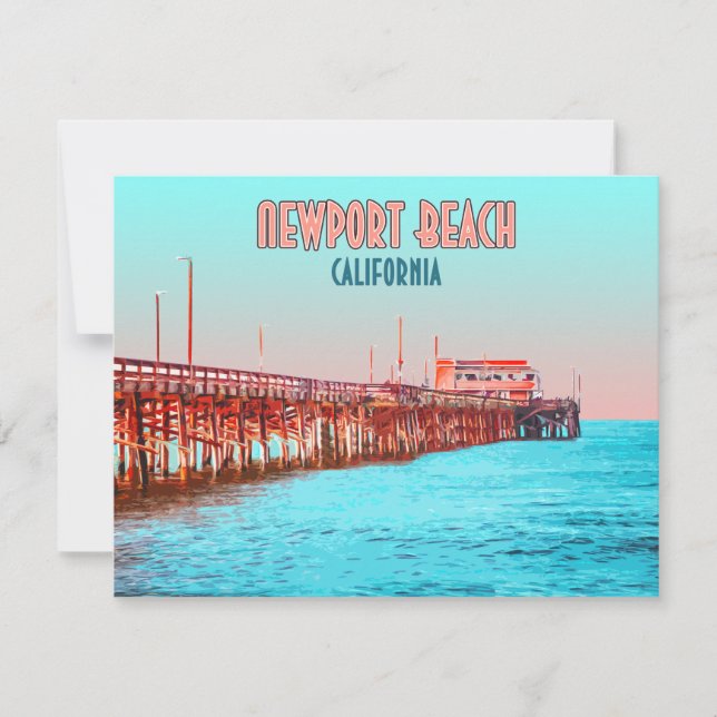 Newport Beach California Balboa Pier Flat Card (Frente)