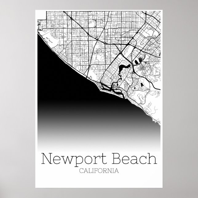 Newport Beach Map - California - City Map Poster (Frente)