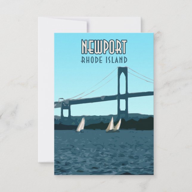 Newport Rhode Island Sailboat Vintage Flat Card (Frente)