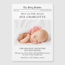 Newspaper Newborn Baby Announcement Magnetic Card
