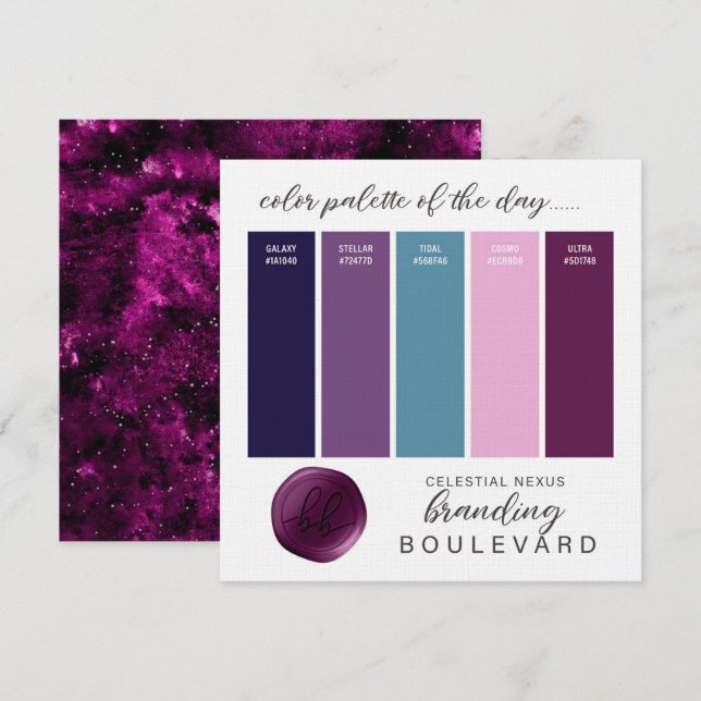 Nexo Celestial - Cartão de Paleta de Cores Temátic (Frente/Verso)