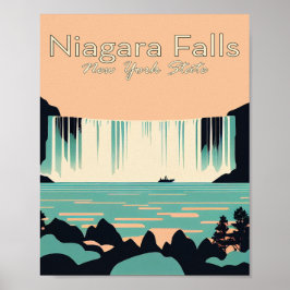 Niagara cai na Poster de Viagens vintage Minimalis