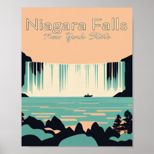 Niagara cai na Poster de Viagens vintage Minimalis