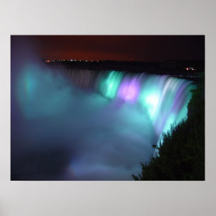 Niagara Fala Canadá Noite Púrpura Aqua Poster