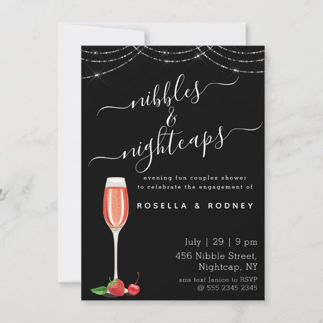 Nibbles Nightcaps Casais Orçamentários Convite par (Frente)
