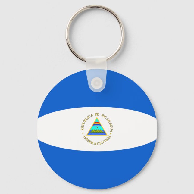 Nicarágua Fisheye Flag Chaveiro (Frente)