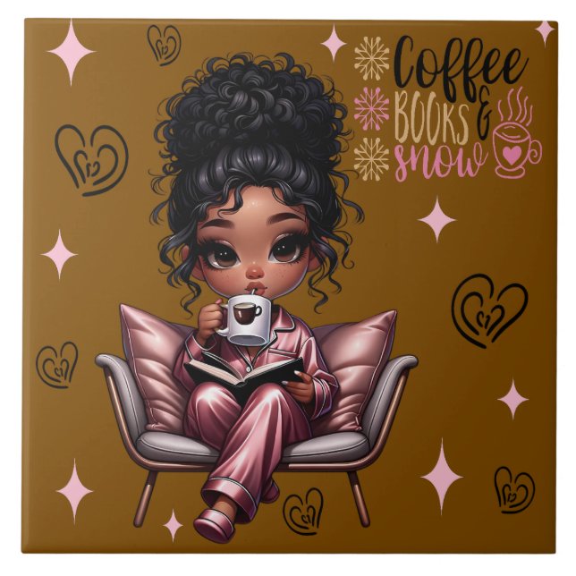 Nicole Coffee Livros Azulejo cerâmico (Frente)