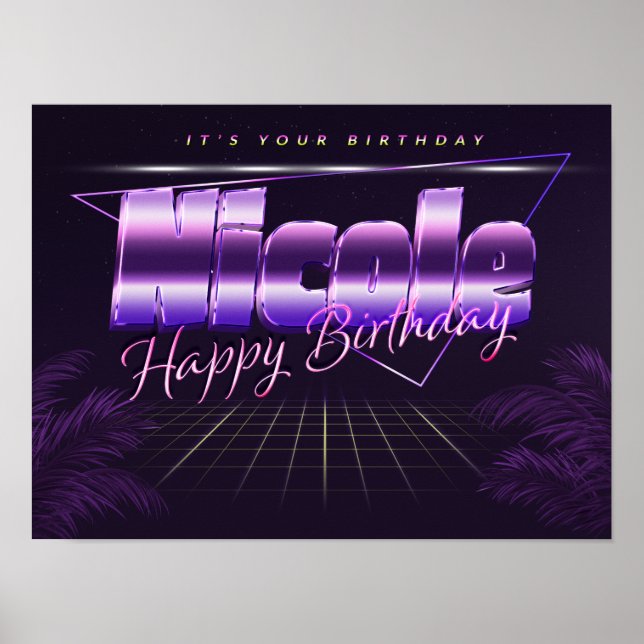 Nicole Name Vorname lila retro Poster Geburtstag (Frente)