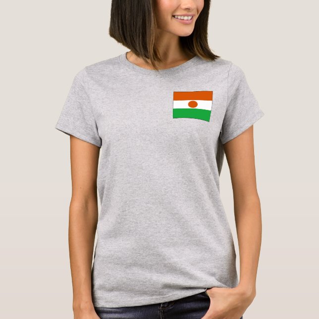 Níger Flag e Map dk T-Shirt (Frente)