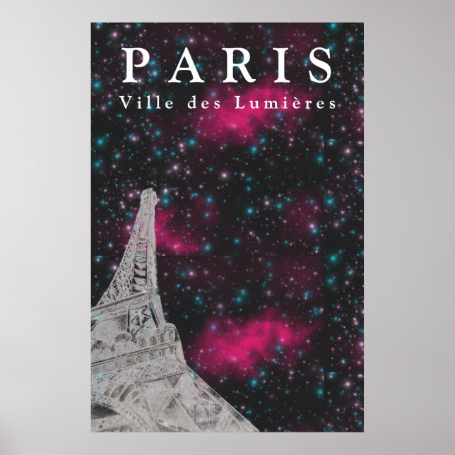 Night Sky Paris Eiffel Tower Poster (Frente)