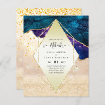 Nikah Convites de casamento AGATE DOURADO GLITTER 