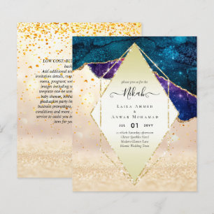 Nikah Convites de casamento AGATE DOURADO GLITTER
