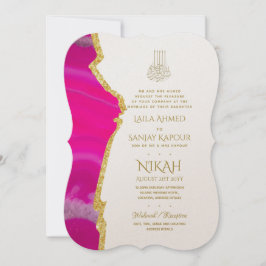Nikah Convites de casamento - Agate Dourado Walima