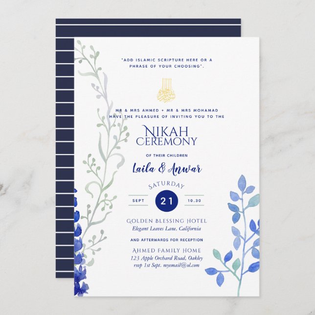Nikah - Convites para Casamentos Islâmicos Moderno (Frente/Verso)