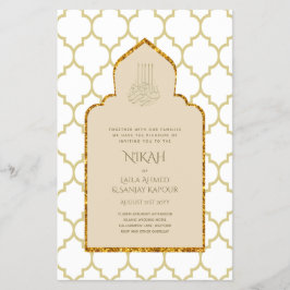NIKAH - Flyer de casamento dourado da ornamentada