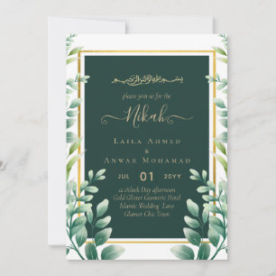 Nikah Green - Convites Dourados para Casamentos