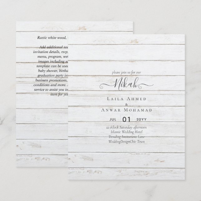 NIKAH - Orçamento - Convites Islâmicos para Casame (Frente/Verso)