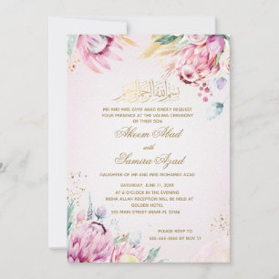 Nikah ou Valima Ceremony Convite Rosa Dourado