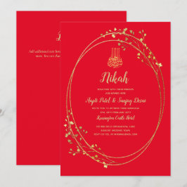 Nikah Red Dourado Motif Convite de casamento