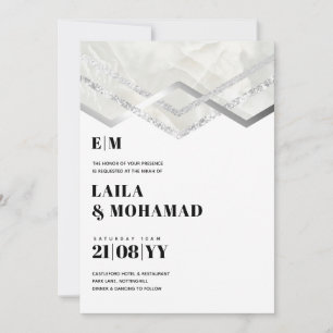 NIKAH - UDGET wEDDING iNVITATIONS Silver Sparkle