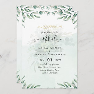 Nikah Walima GREENERY CONVITE DE CASAMENTO Islâmic