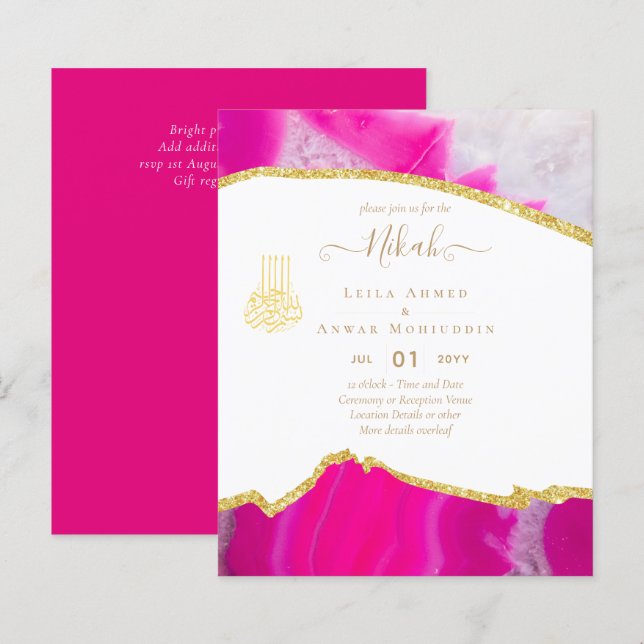 NIKAH Weding Convites Moderno Sparkle (Frente/Verso)