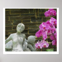 Ninfas e orquídeas poster de mosaico
