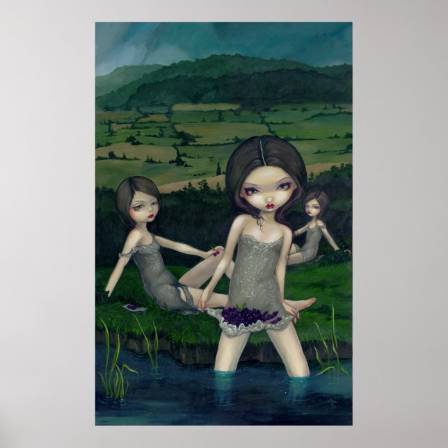 Ninfhs Collecting Berries Art Impressão (Frente)