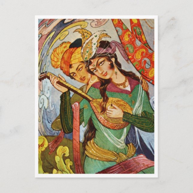 Ninfoma com setar e seu amante cartão postal (Frente)