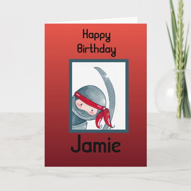 Ninja de Aquarela, Cartão de Aniversário (Frente)