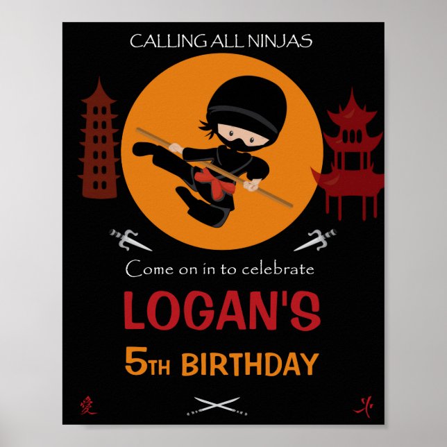 Ninja guerreiro, sinal de boas-vindas Ninja poster (Frente)