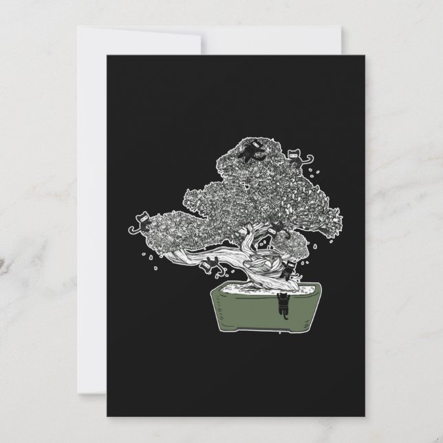 Ninja Kitty Cats Bonsai Tree Budista Japonês Zen (Frente)